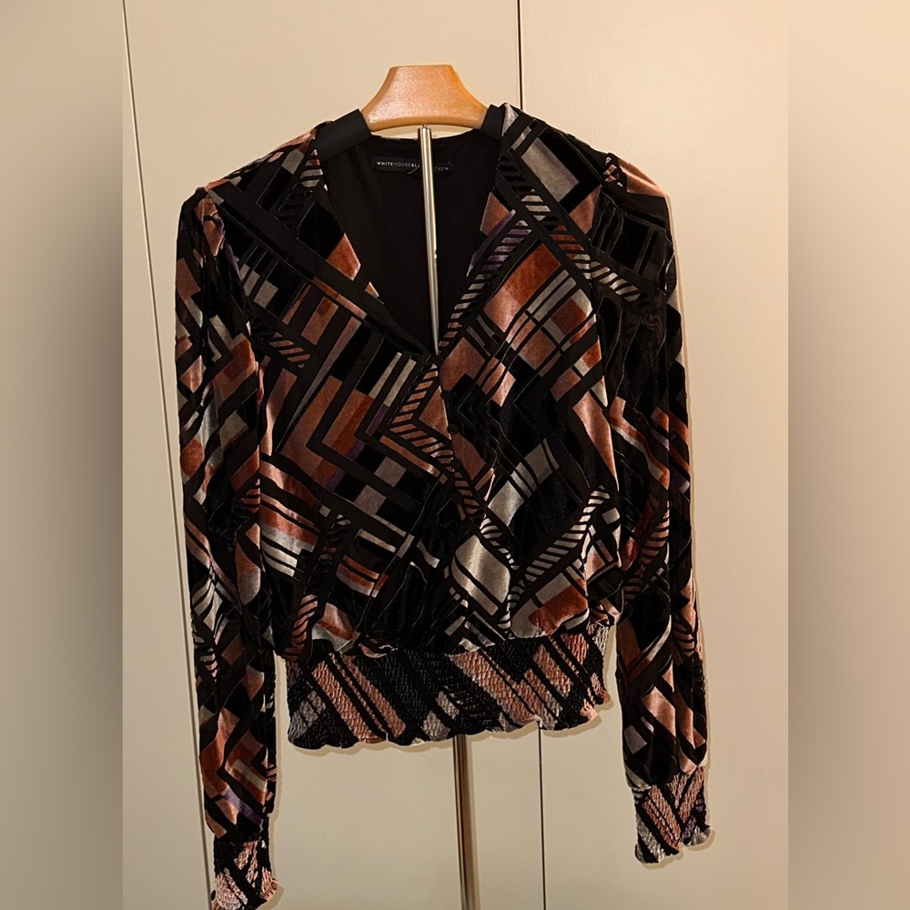 White House Black Market Crushed Velvet top Size S